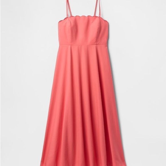 Gap linen blend coral midi dress, Scalloped square neck ( never worn) size S - Picture 3 of 9